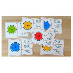 zalaminowane karty pracy do nauki czasu zegara ze spinaczami w komplecie