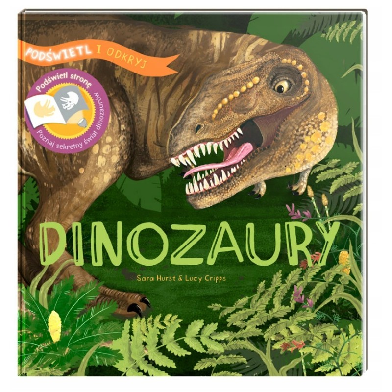 duża książka z dinozaurami do podświetlania
