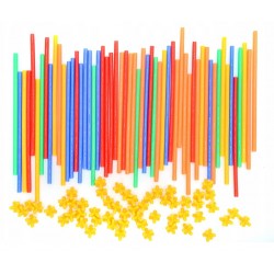 zestaw kolorowych patyczków słomek ze złączkami