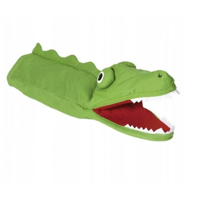 zielona pacynka na rękę w formie krokodyla