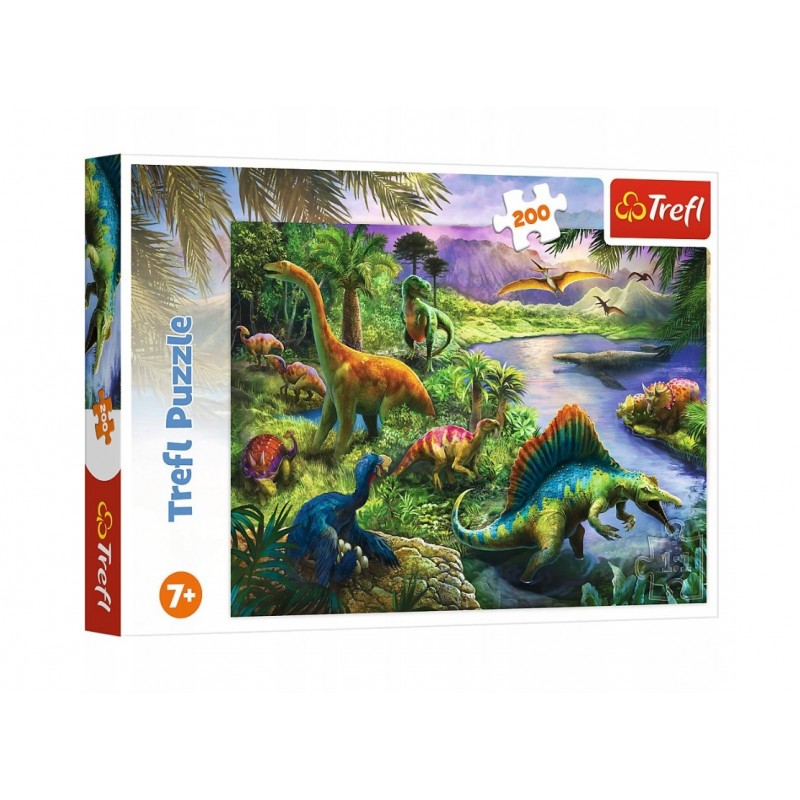 puzzle 200 elementów z dinozaurami