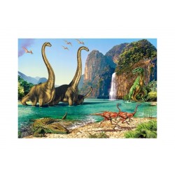 puzzle 60 elementowe z różnymi dinozaurami