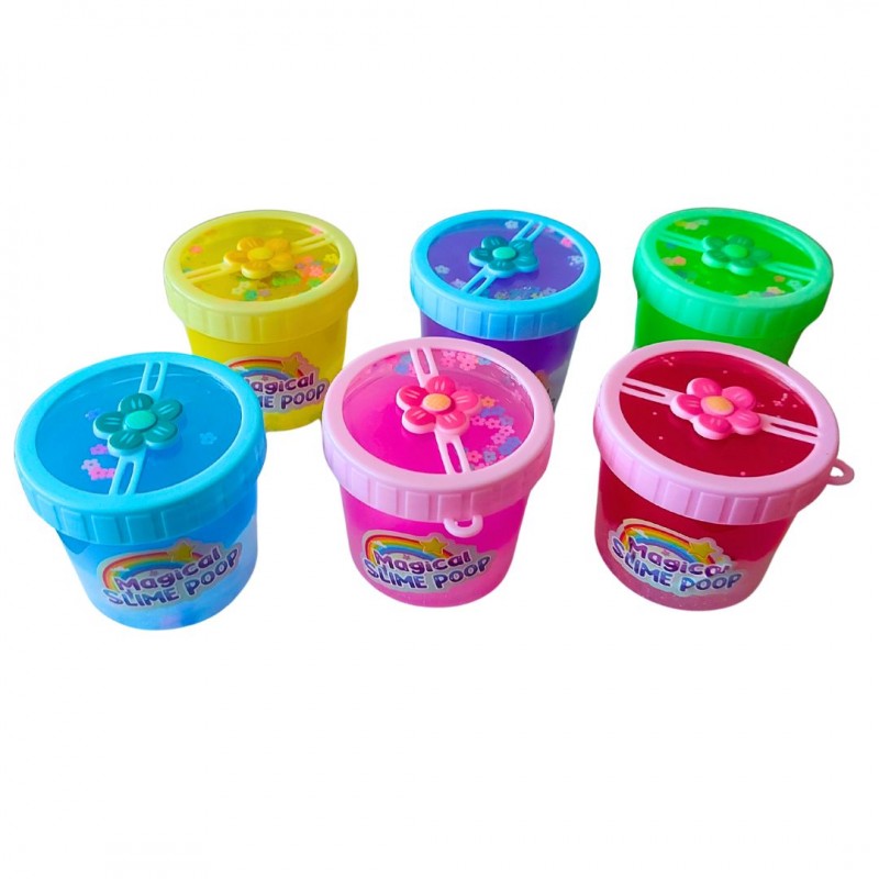 slime z kwiatkiem na opakowaniu i brokatem slime z kwiatkiem na opakowaniu i brokatem