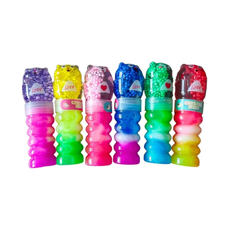 podwójny slime z kulkami w opakowaniu z głową kotka podwójny slime z kulkami w opakowaniu z głową kotka